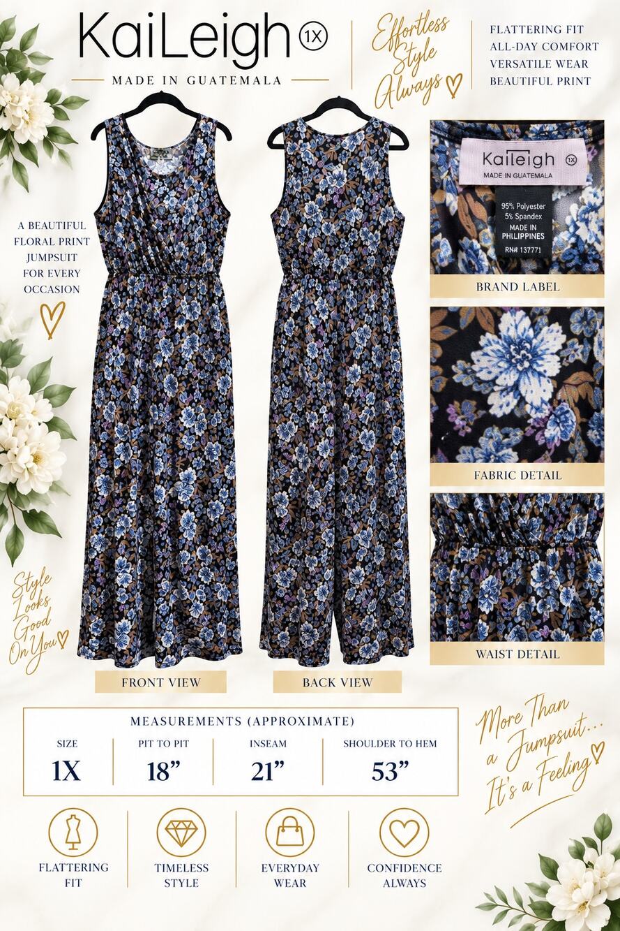 KaiLeigh Jumper*Blue Floral*Gorgeous Worn Once XL